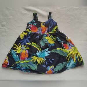 RJC Hawaiian Dress Top Girls 24 Mo Sleeveless Black Parrot Tropical Made…